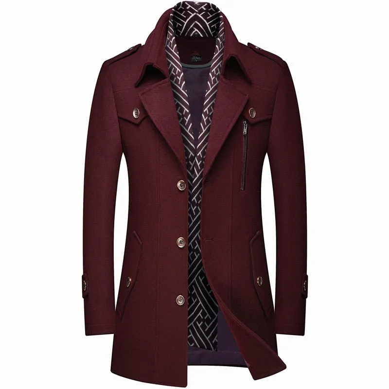 Angelo Ricci™ Designer Wool & Blends Thicken Mid Length Trench Coat