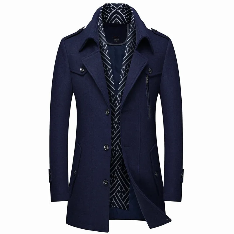 Angelo Ricci™ Designer Wool & Blends Thicken Mid Length Trench Coat