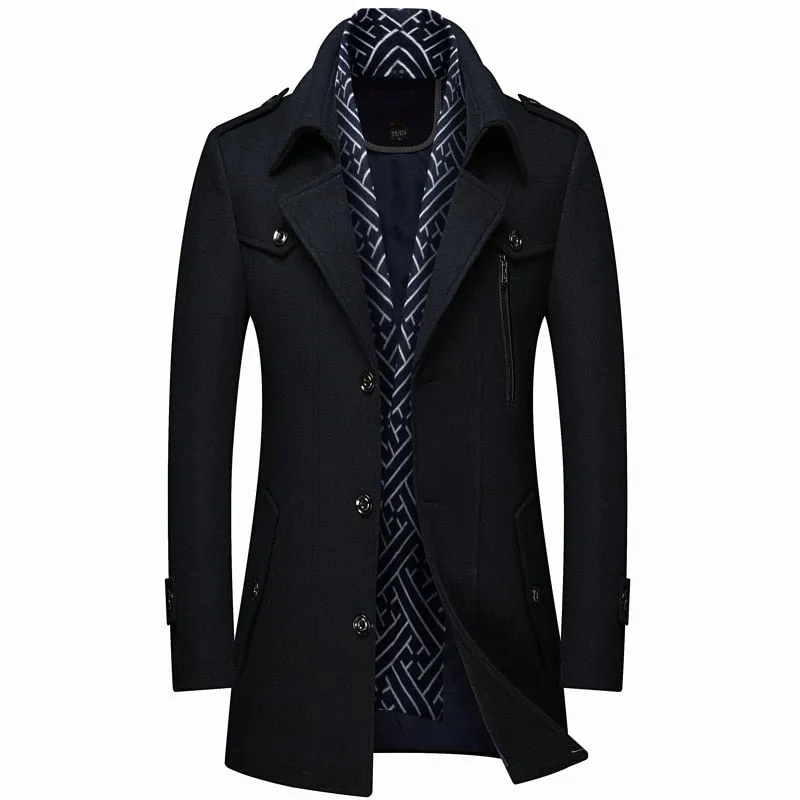 Angelo Ricci™ Designer Wool & Blends Thicken Mid Length Trench Coat