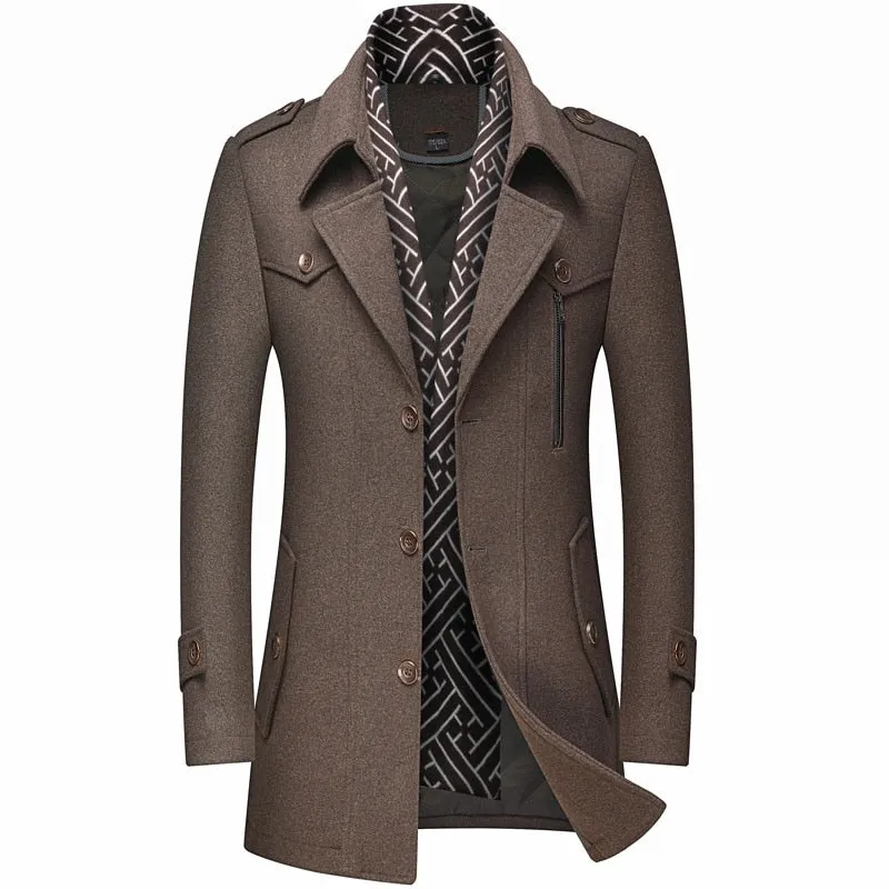 Angelo Ricci™ Designer Wool & Blends Thicken Mid Length Trench Coat