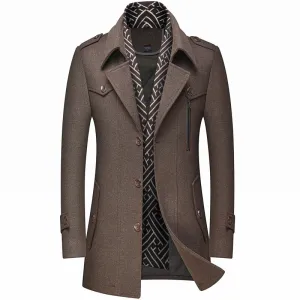 Angelo Ricci™ Designer Wool & Blends Thicken Mid Length Trench Coat