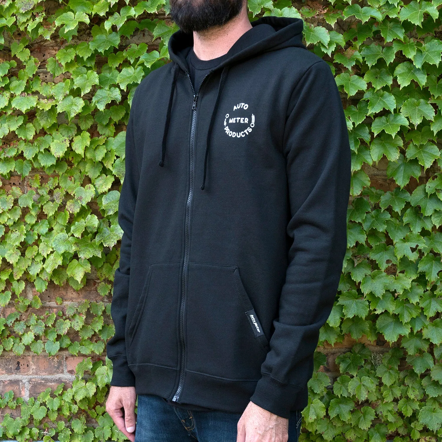 AutoMeter 0448L ZIP HOODIE; ADULT LARGE; BLACK; VINTAGE