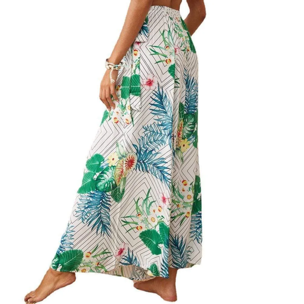 Boho Pleated Skirt with Floral Theme