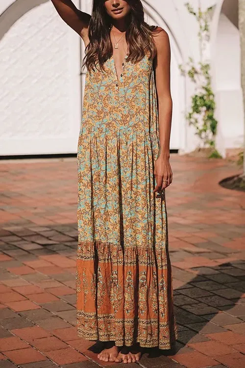 Boho Vibes V-neck Maxi Dress