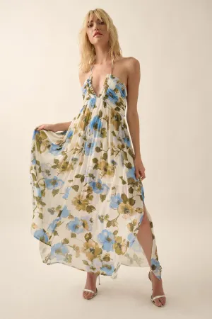 Catalina Tassel Halter Floral Maxi Dress