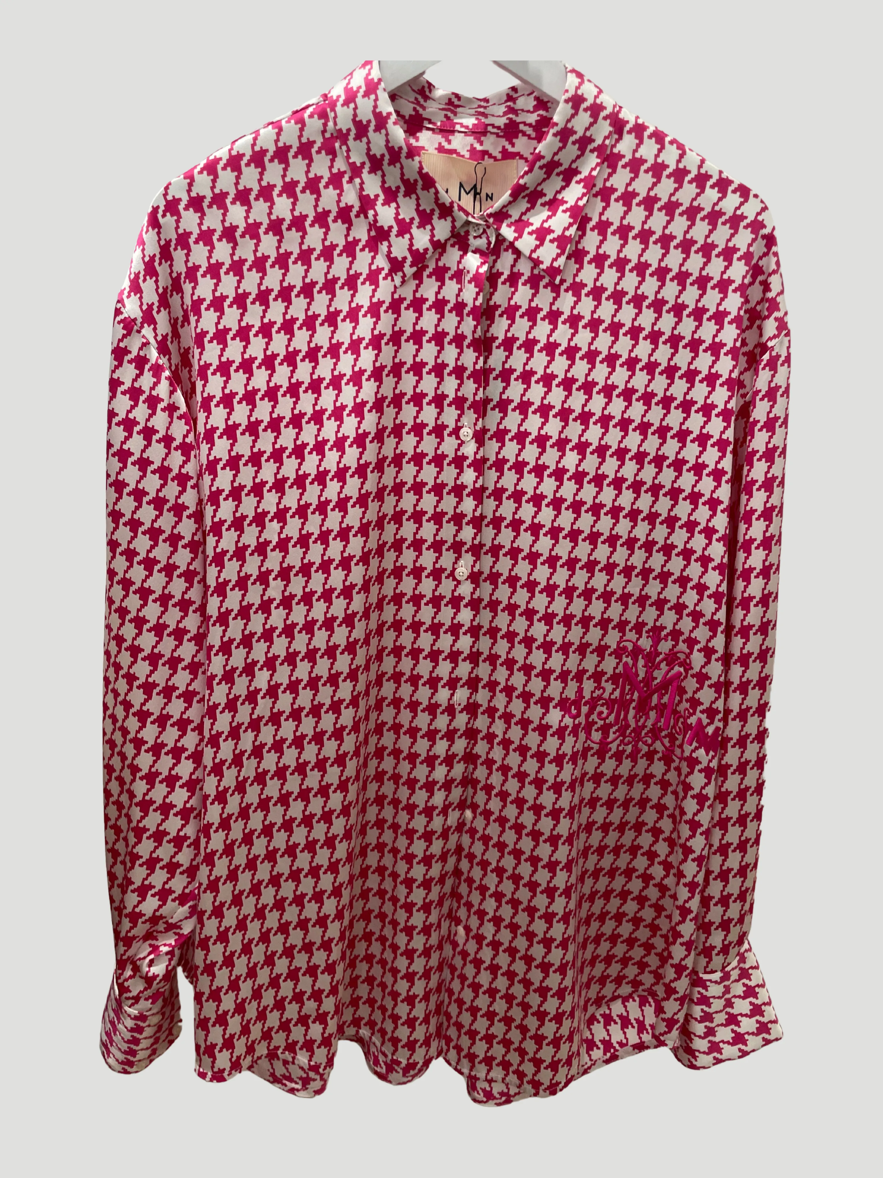 Chloe Pink Silk Houndstooth Shirt