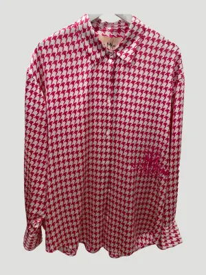 Chloe Pink Silk Houndstooth Shirt