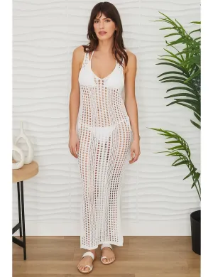 Crochet Maxi Dress, White