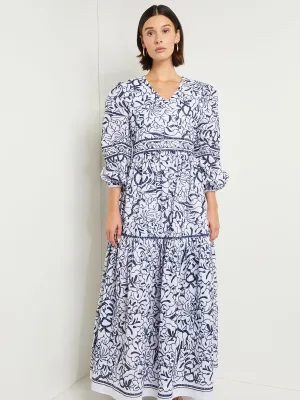Embroidered Floral Cotton Maxi Dress