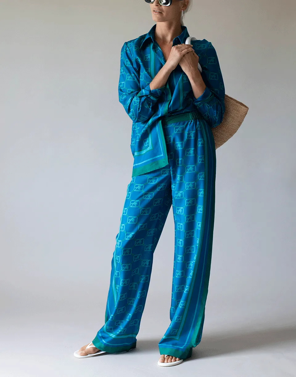 Fantasy Blue AF Silk Printed Blouse