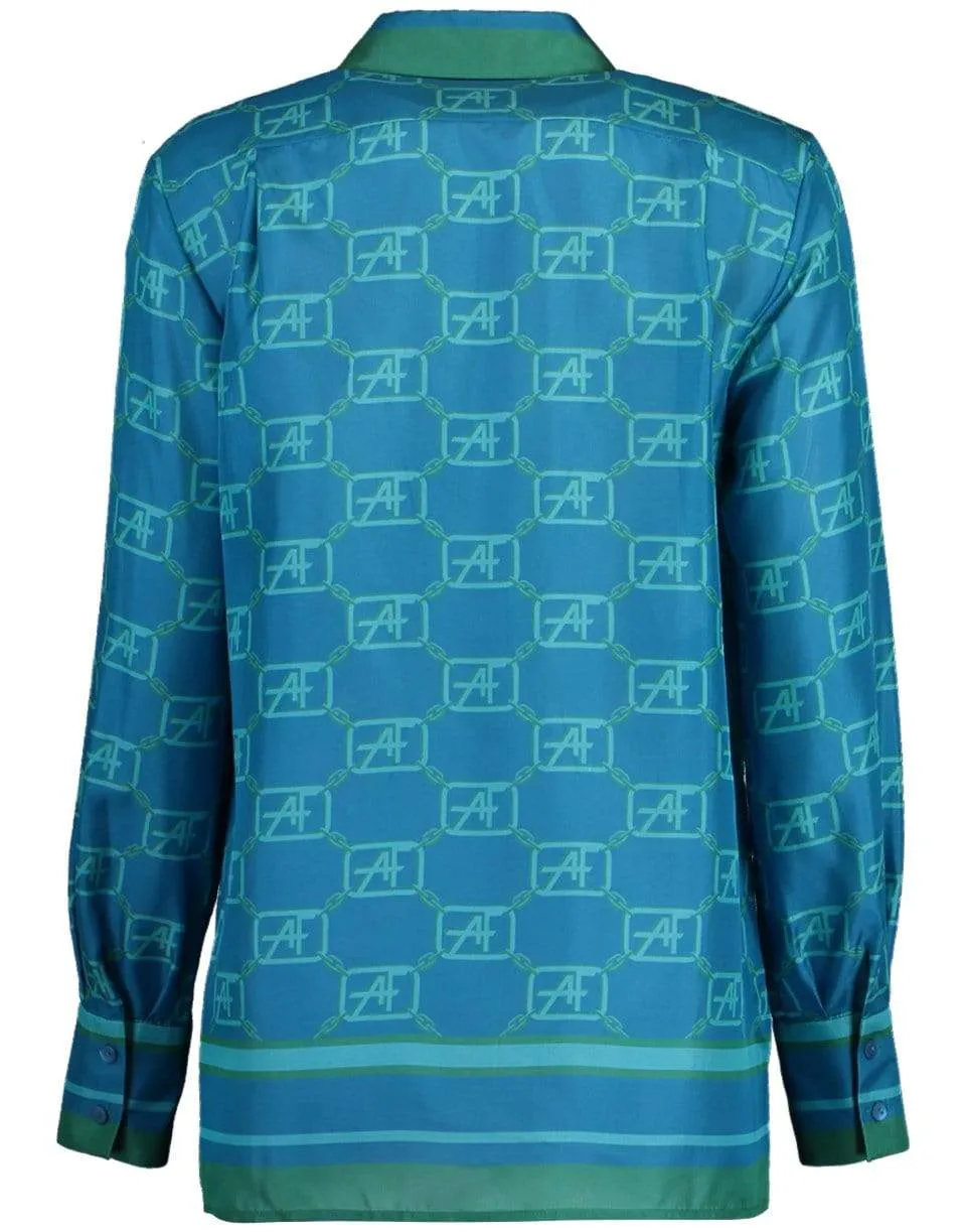 Fantasy Blue AF Silk Printed Blouse