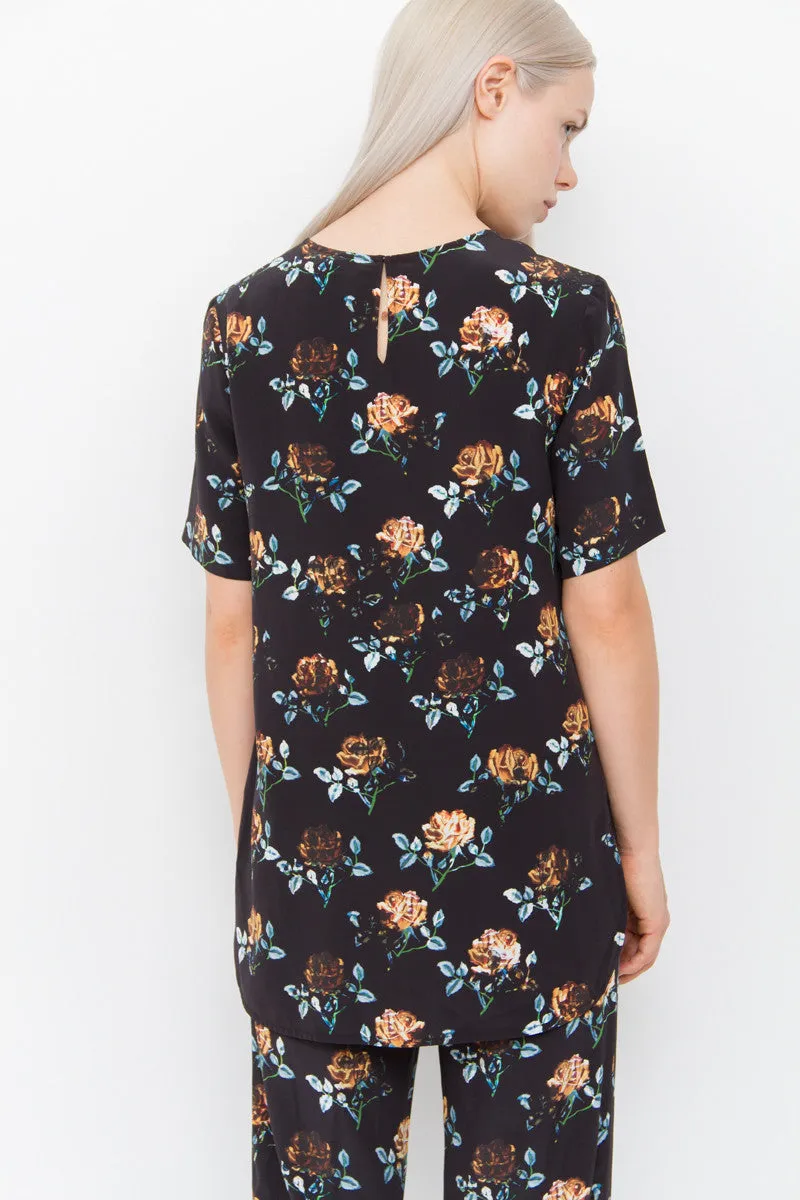 FLORAL SILK BLOUSE