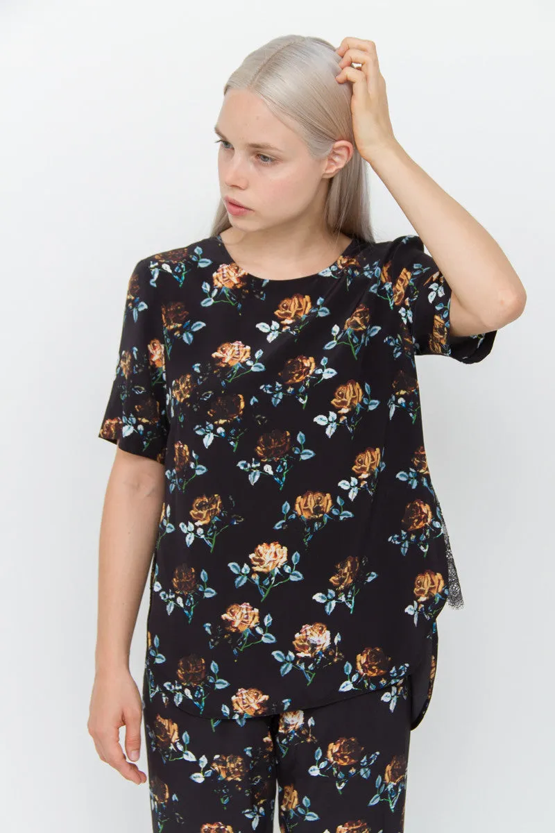 FLORAL SILK BLOUSE