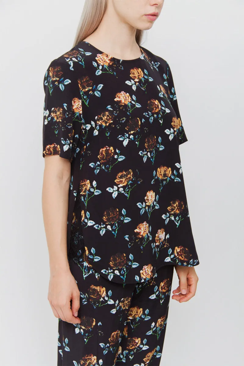 FLORAL SILK BLOUSE