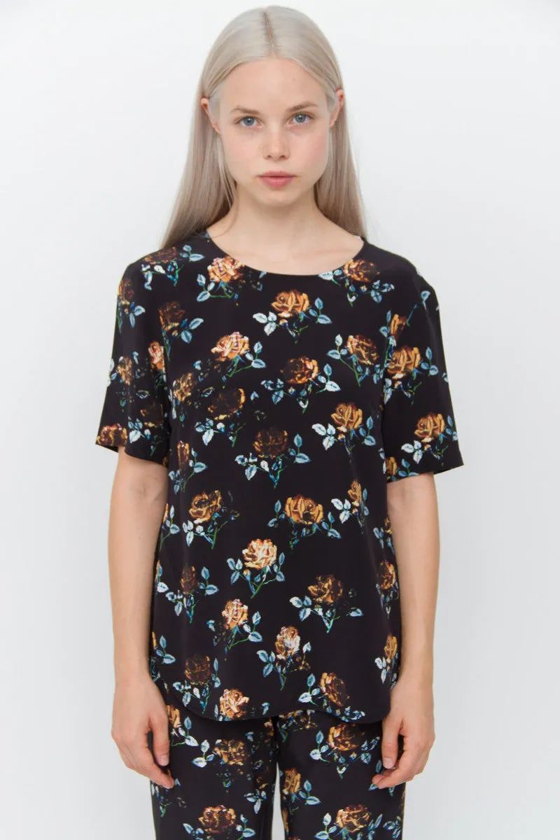 FLORAL SILK BLOUSE