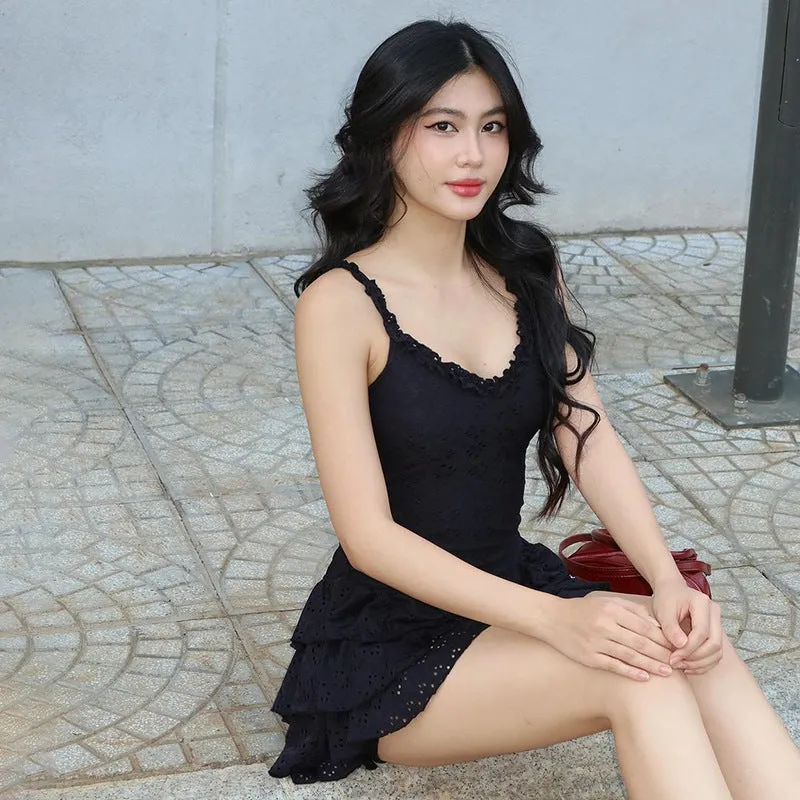 Frill Ruffle Skirt Charming Cami Mini Dress