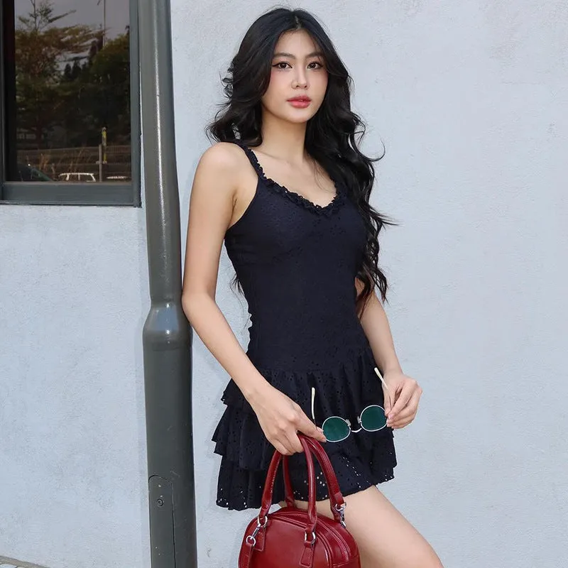 Frill Ruffle Skirt Charming Cami Mini Dress