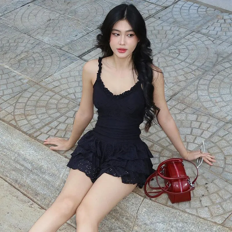 Frill Ruffle Skirt Charming Cami Mini Dress