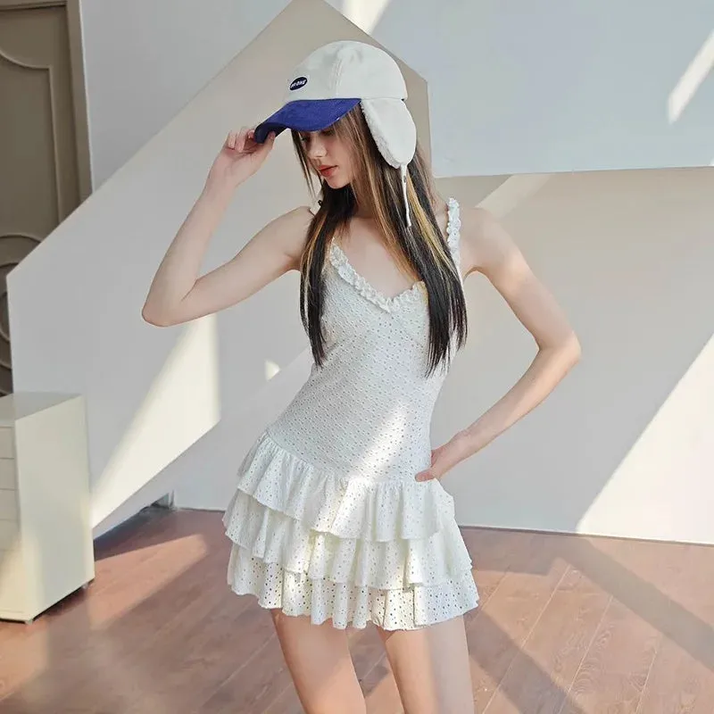 Frill Ruffle Skirt Charming Cami Mini Dress