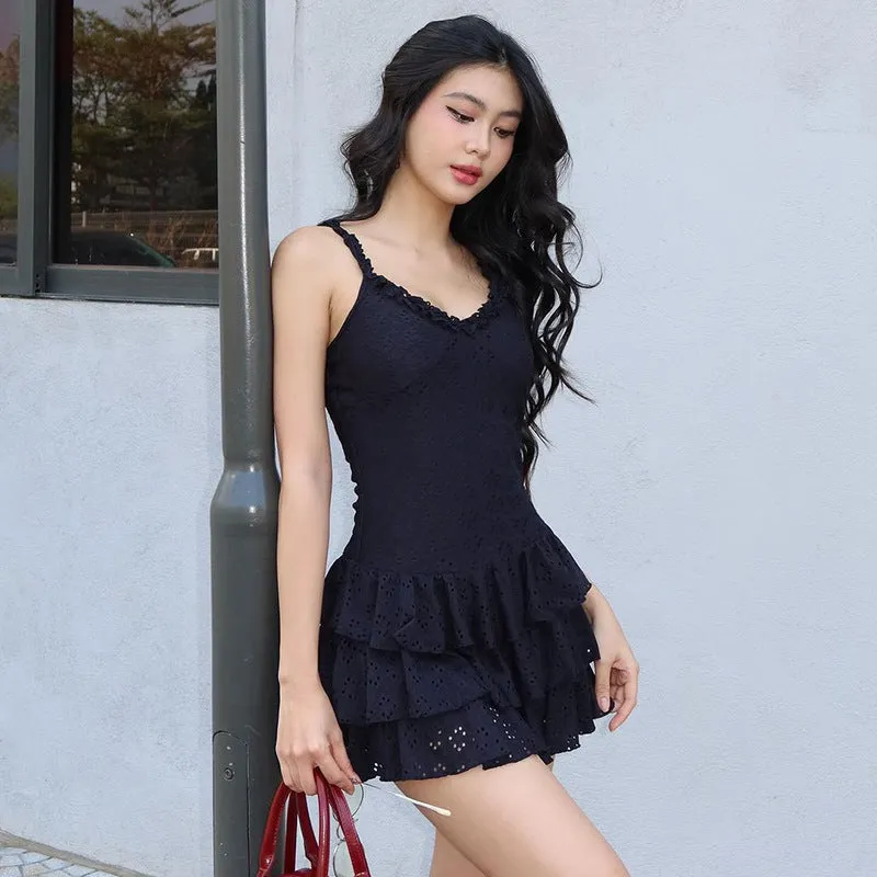 Frill Ruffle Skirt Charming Cami Mini Dress