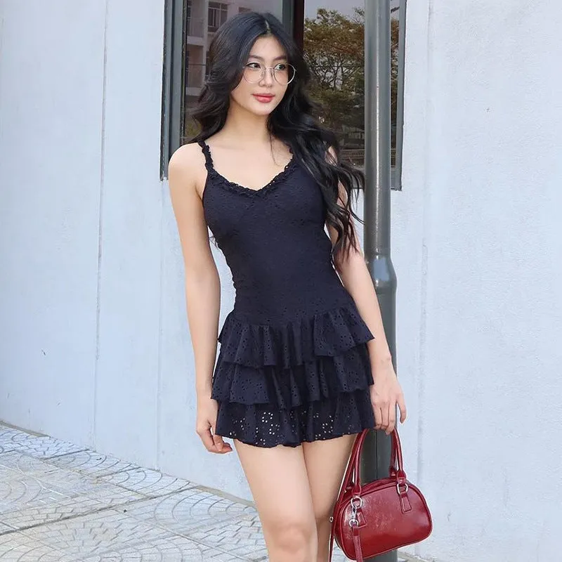 Frill Ruffle Skirt Charming Cami Mini Dress