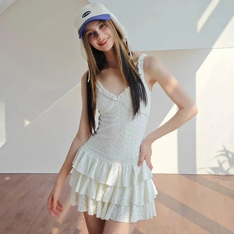 Frill Ruffle Skirt Charming Cami Mini Dress