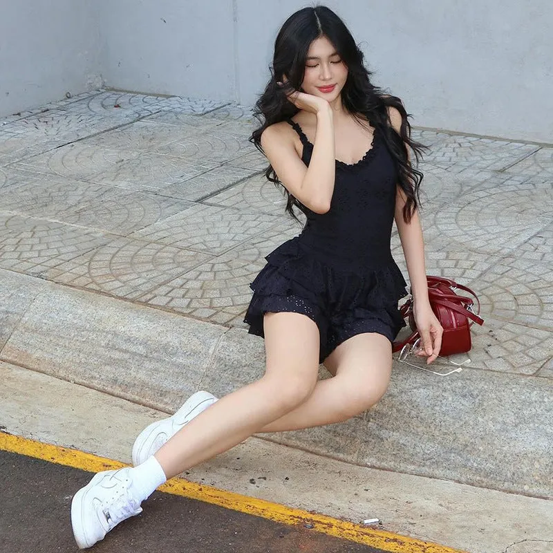 Frill Ruffle Skirt Charming Cami Mini Dress