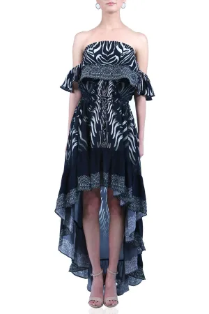 High Low Black Floor Length Dress