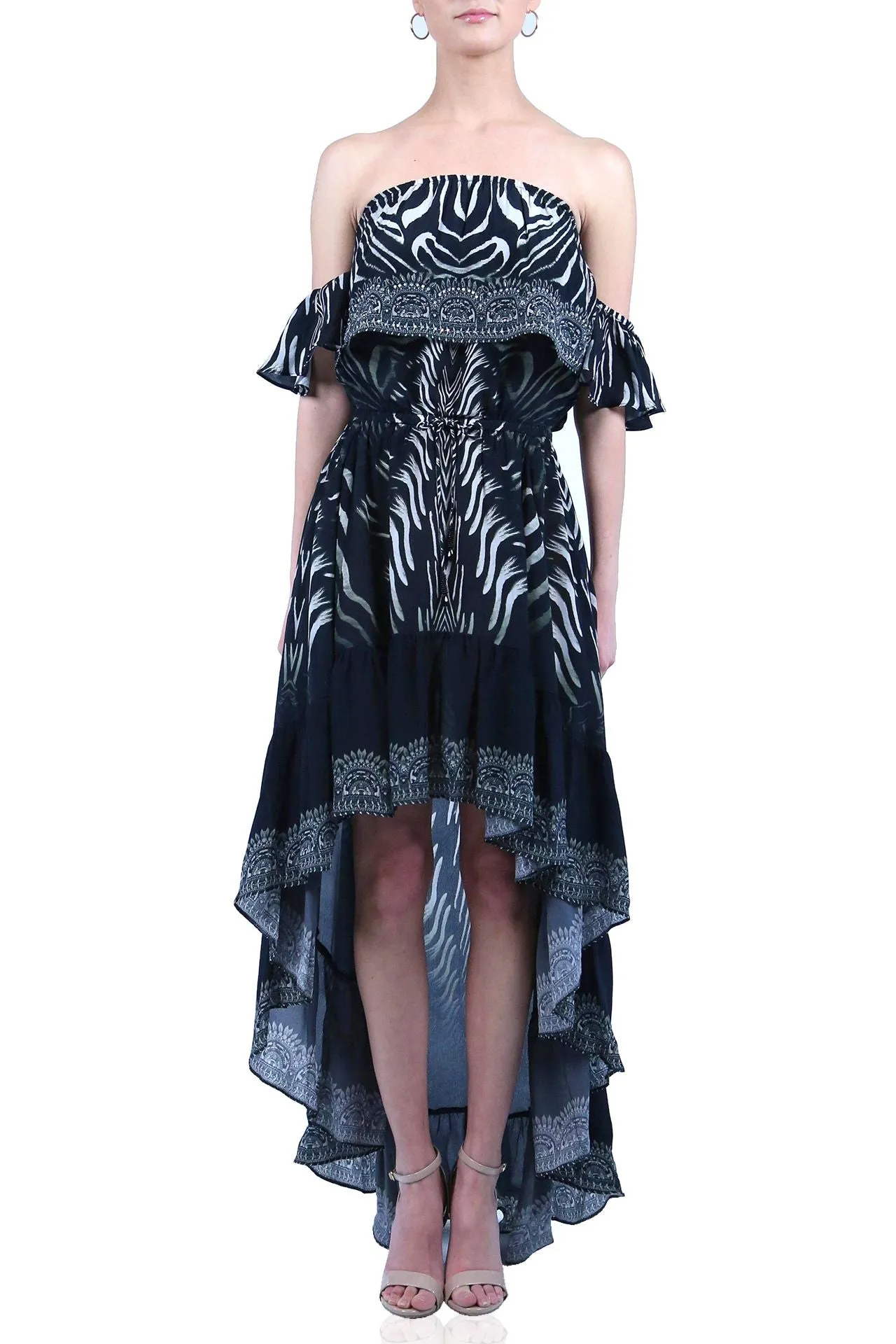 High Low Black Floor Length Dress