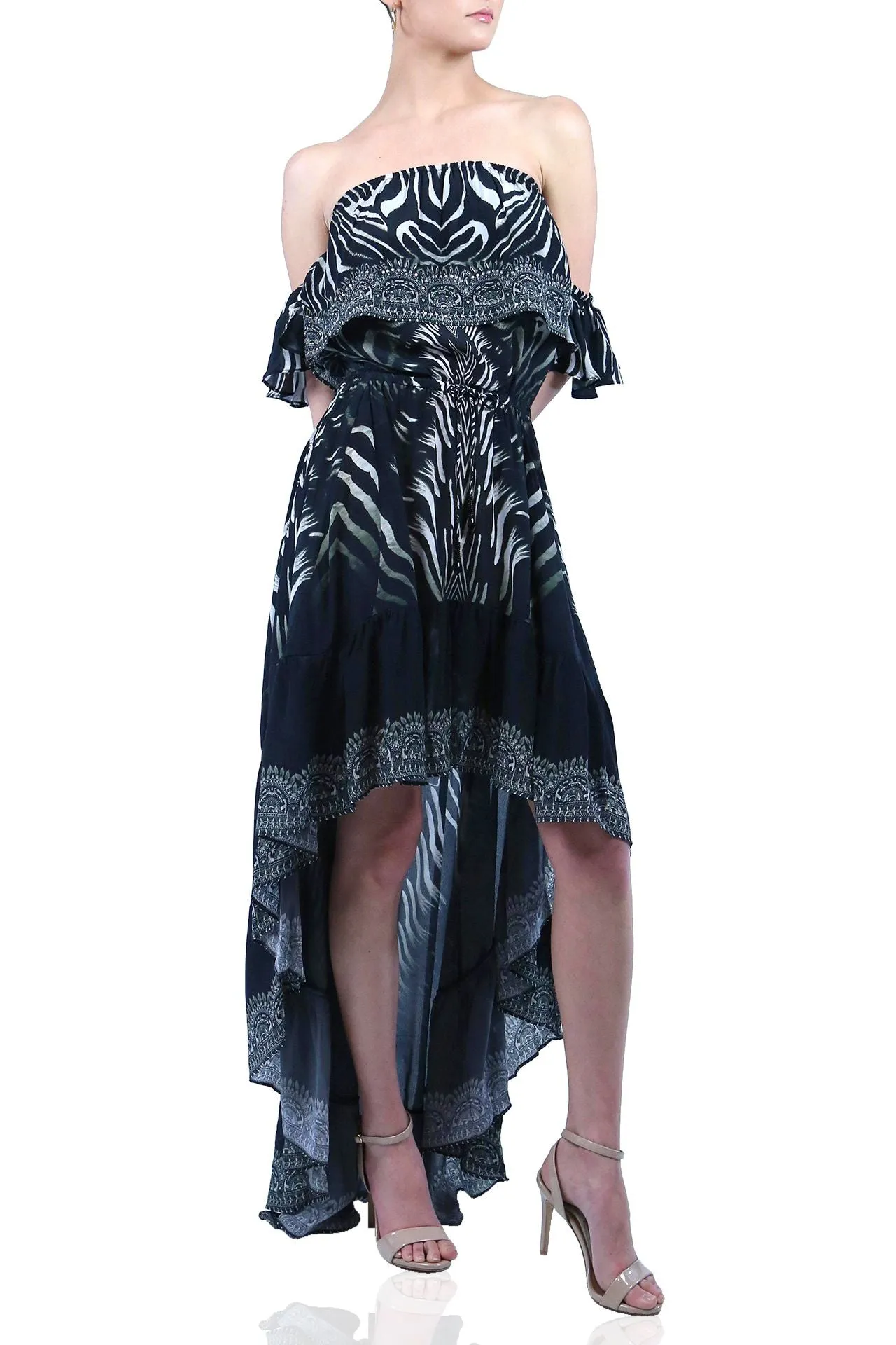 High Low Black Floor Length Dress
