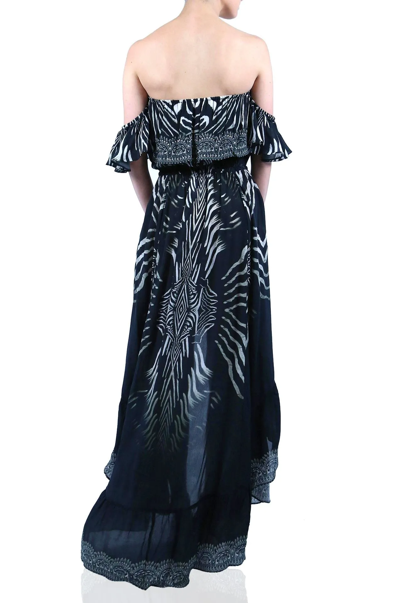 High Low Black Floor Length Dress