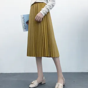 High Waist Elastic Pleated Skirt
