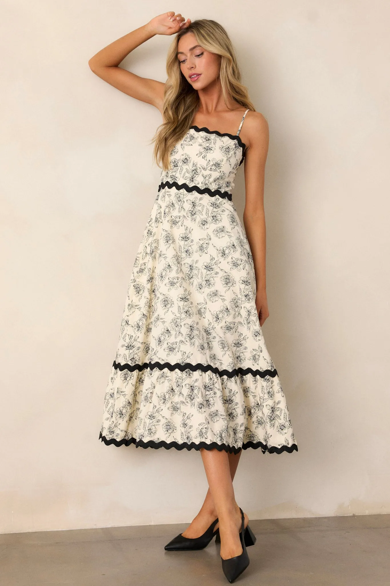 Ivy Illusions Cotton Ivory Floral Print Maxi Dress