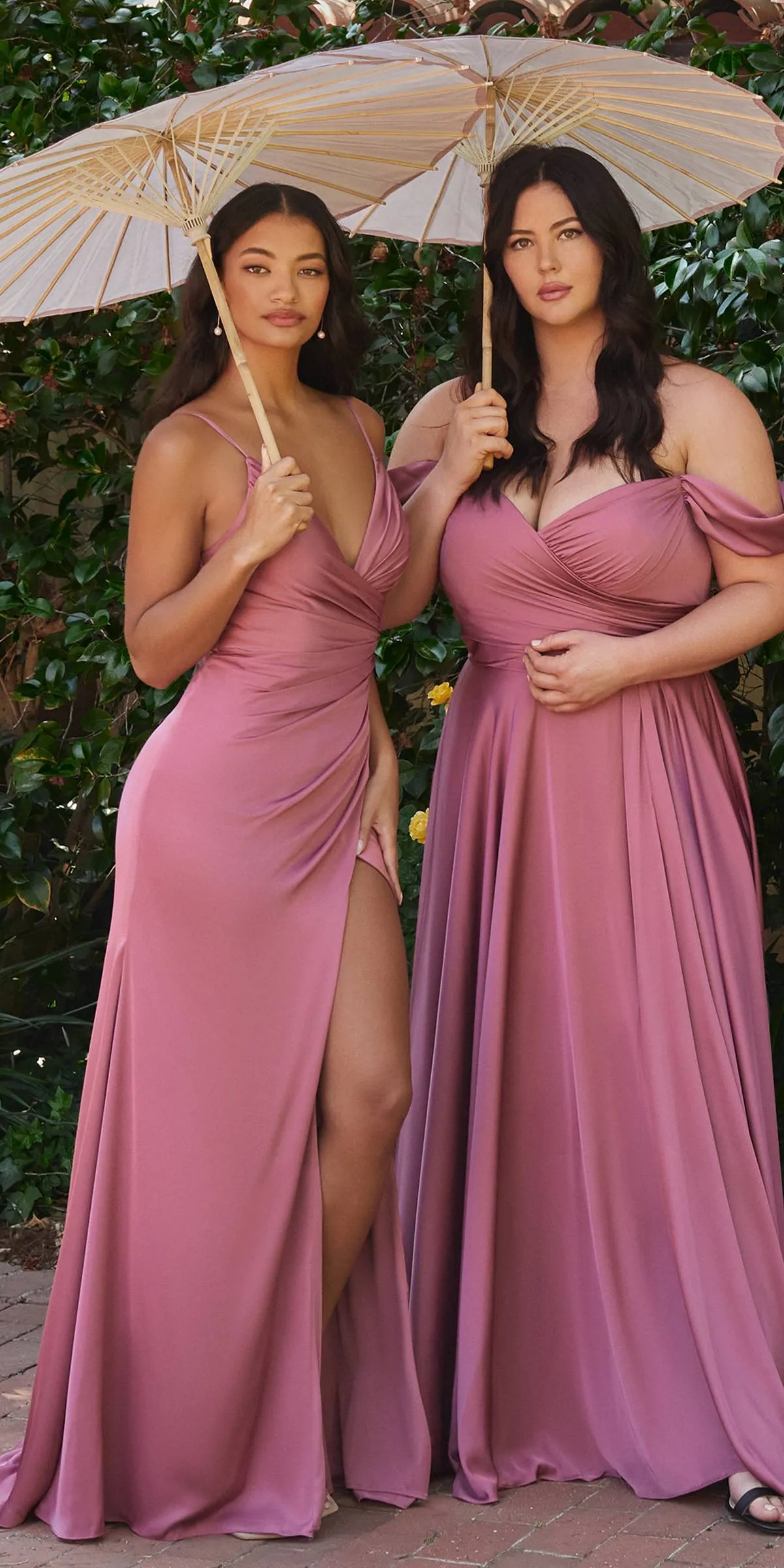 Ladivine 7493C Long Plus Size A-Line Off the Shoulder Satin Dress