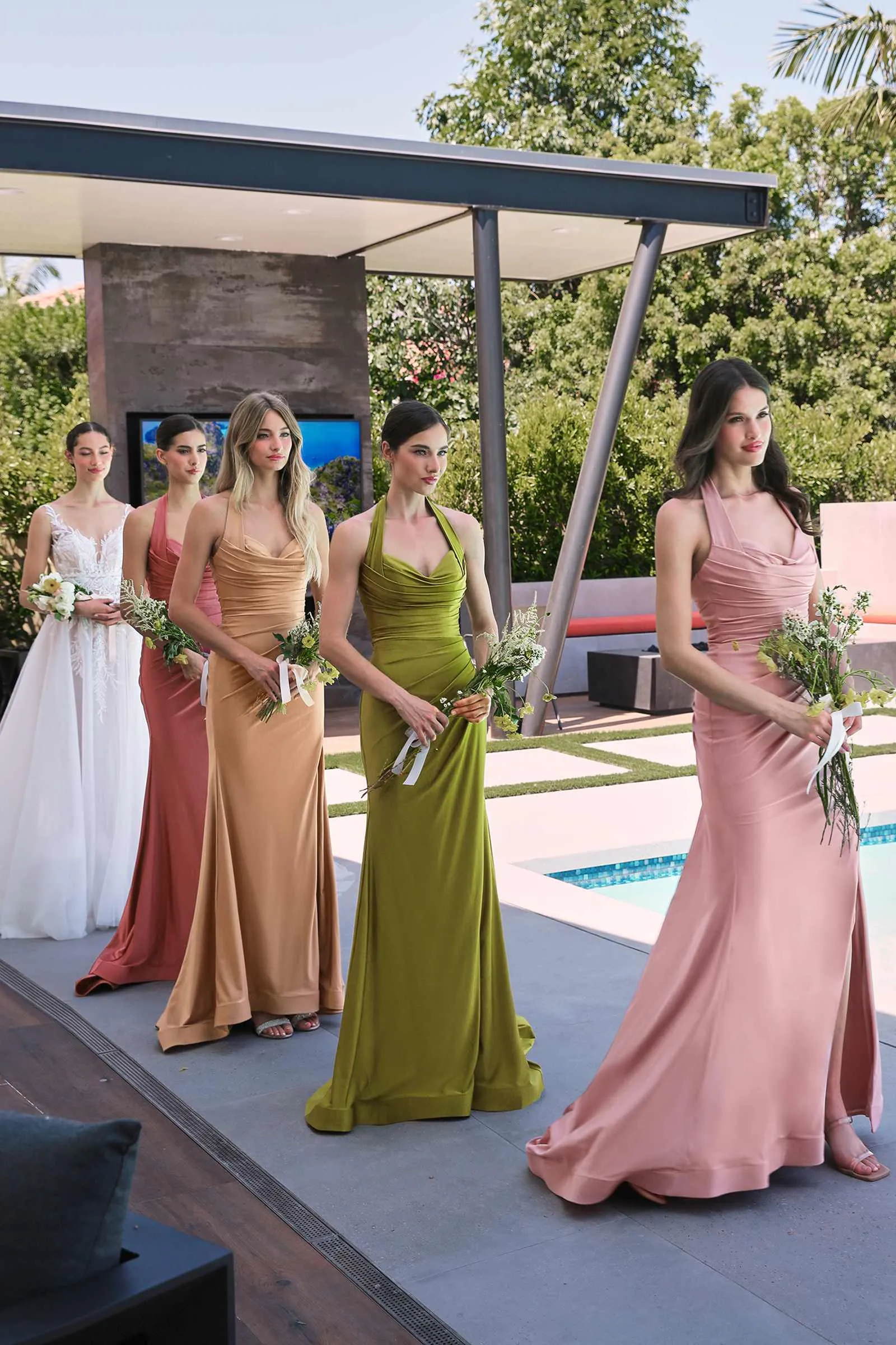 Ladivine CD796 Dress Stretch Satin Halter Fitted Gown