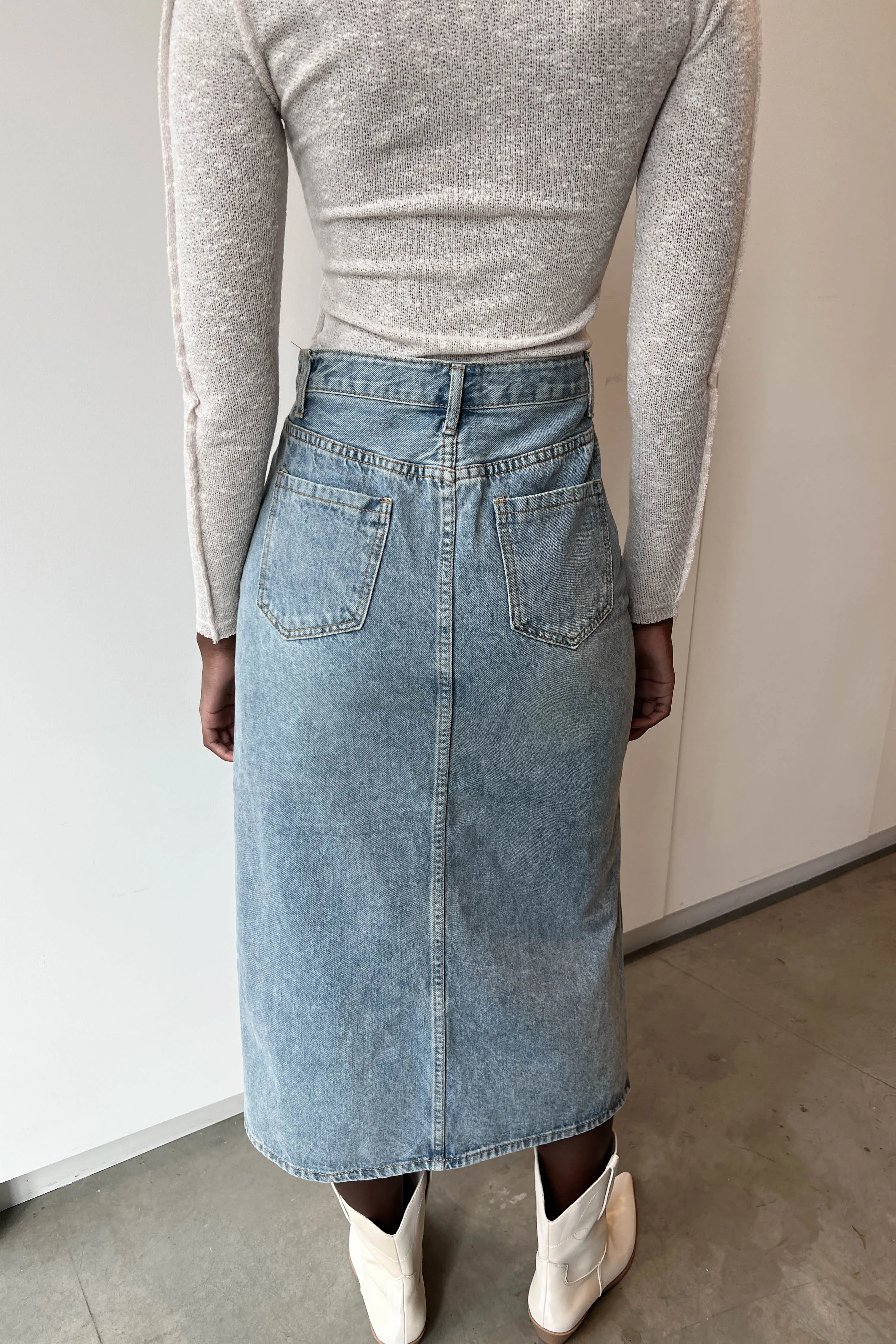 MIDI JEAN SKIRT