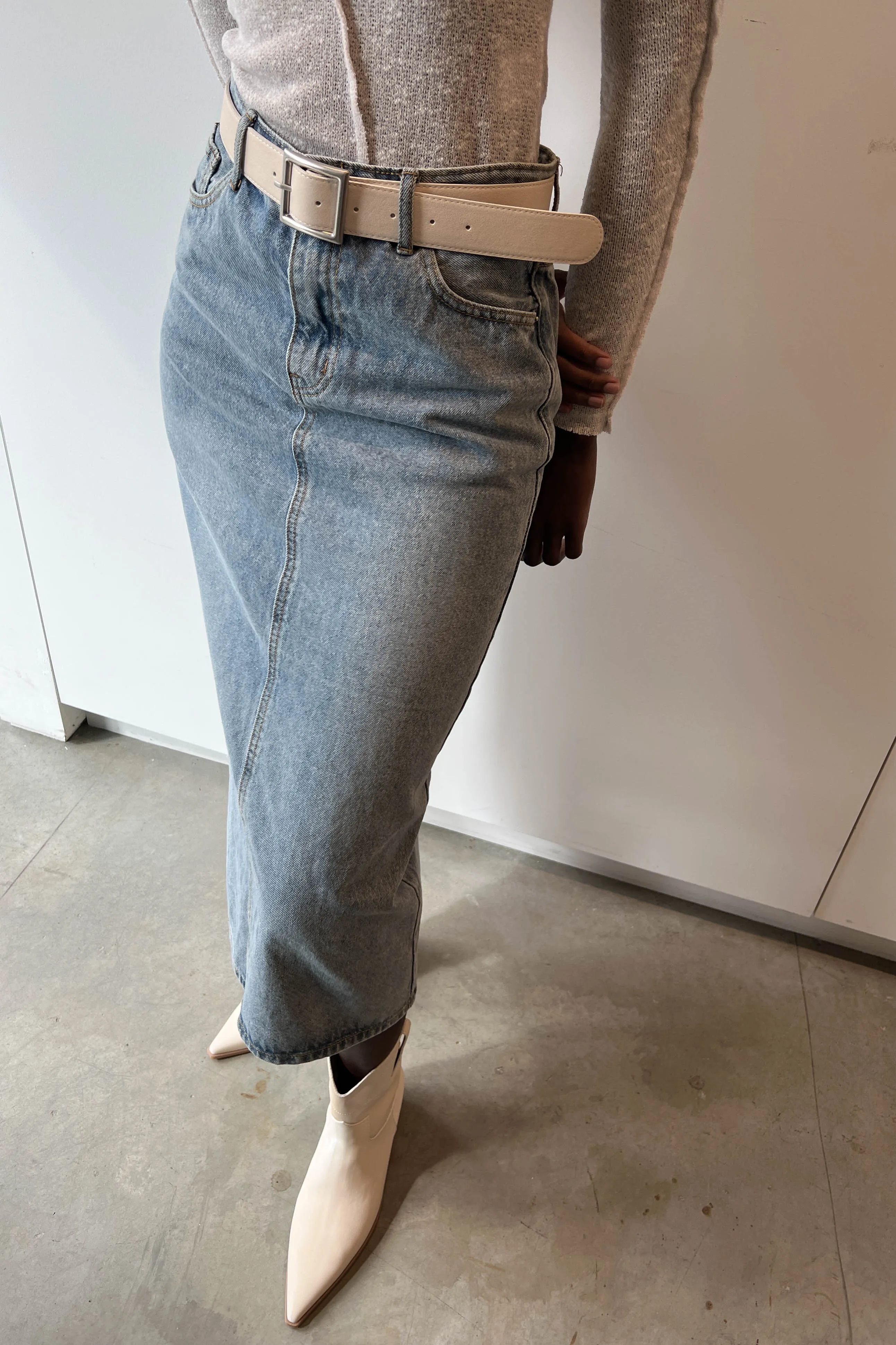 MIDI JEAN SKIRT