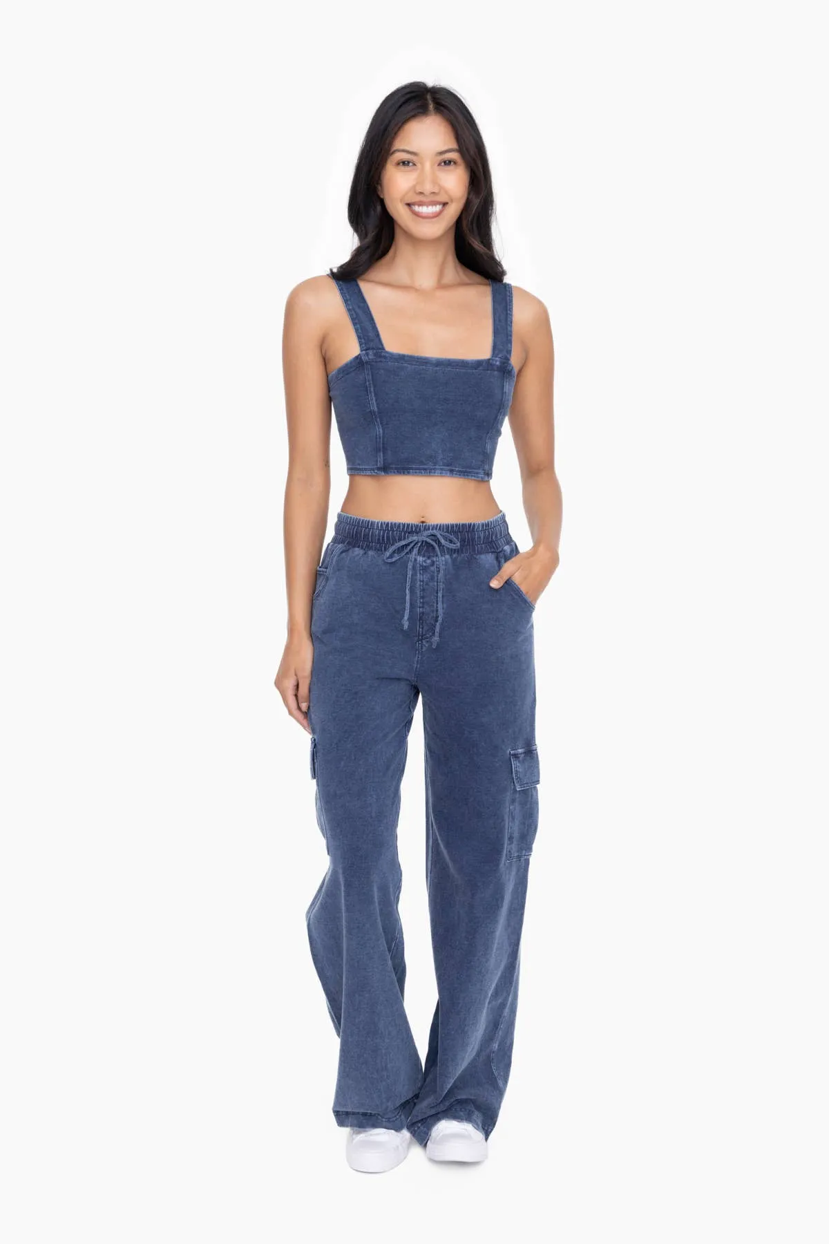 Mineral Wash Cotton Cargo Pants
