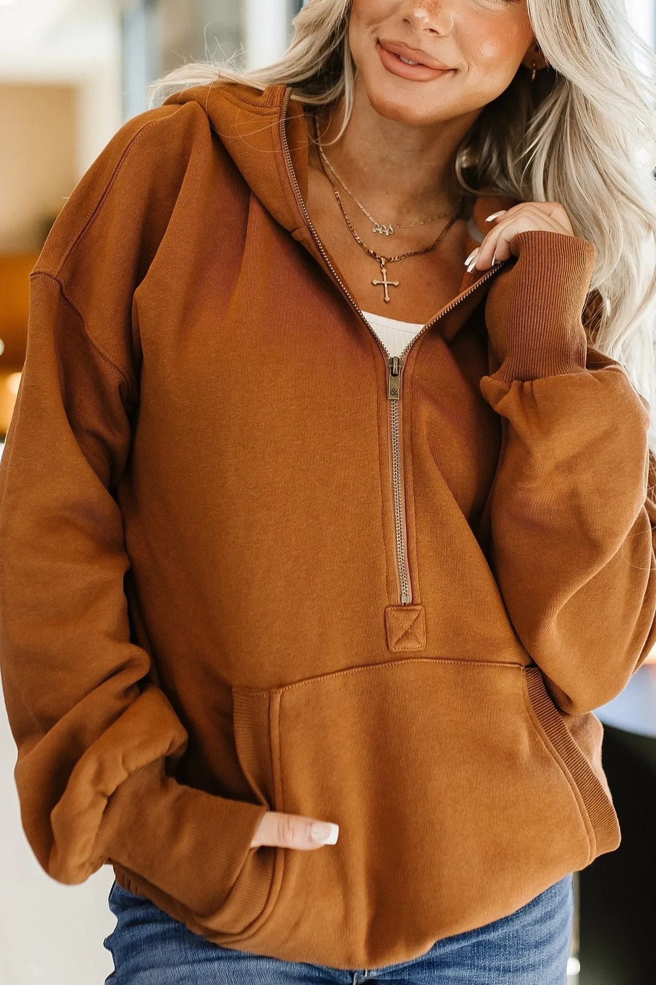 Oversized HalfZip Sweatshirt - Maple