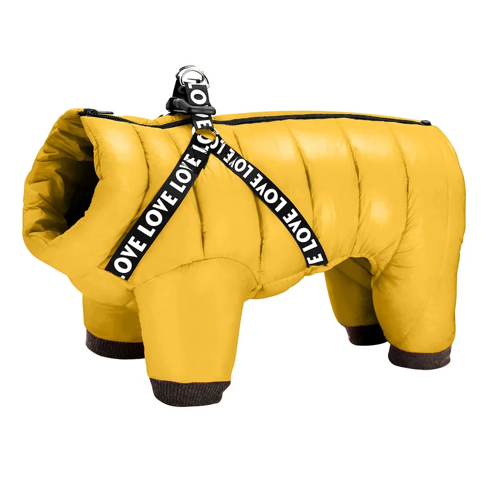 Pet Puffer Jet Coat With Built In Harness