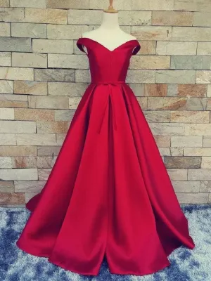 Red Ball Gown Off Shoulders Long Prom Dress Formal Gown