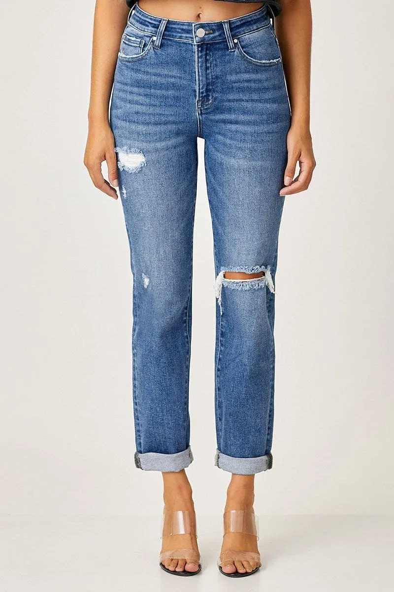 Risen High Rise Slim Girlfriend Jeans