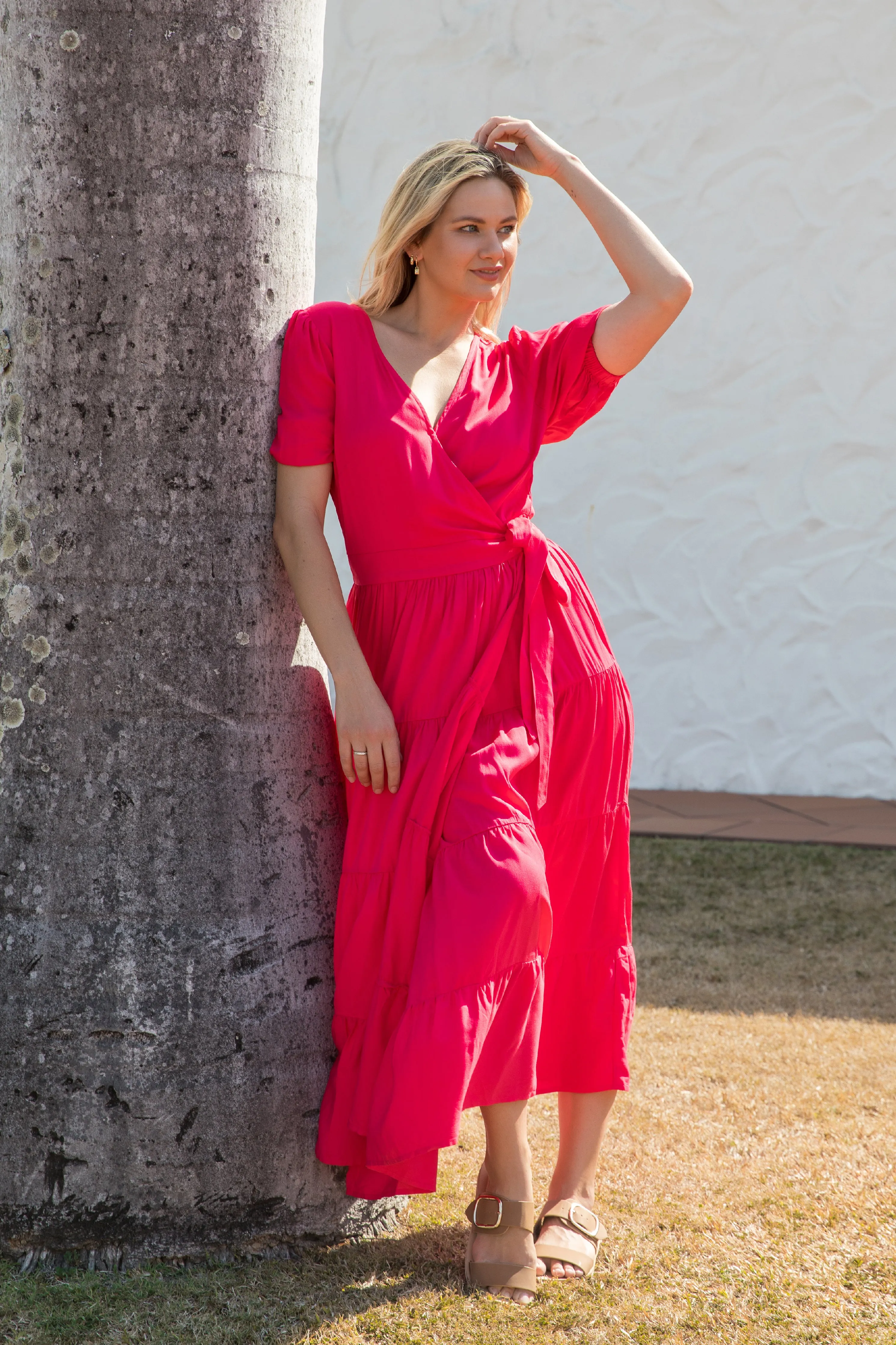 Ruffle Wrap Dress | Flame Red | FINAL SALE