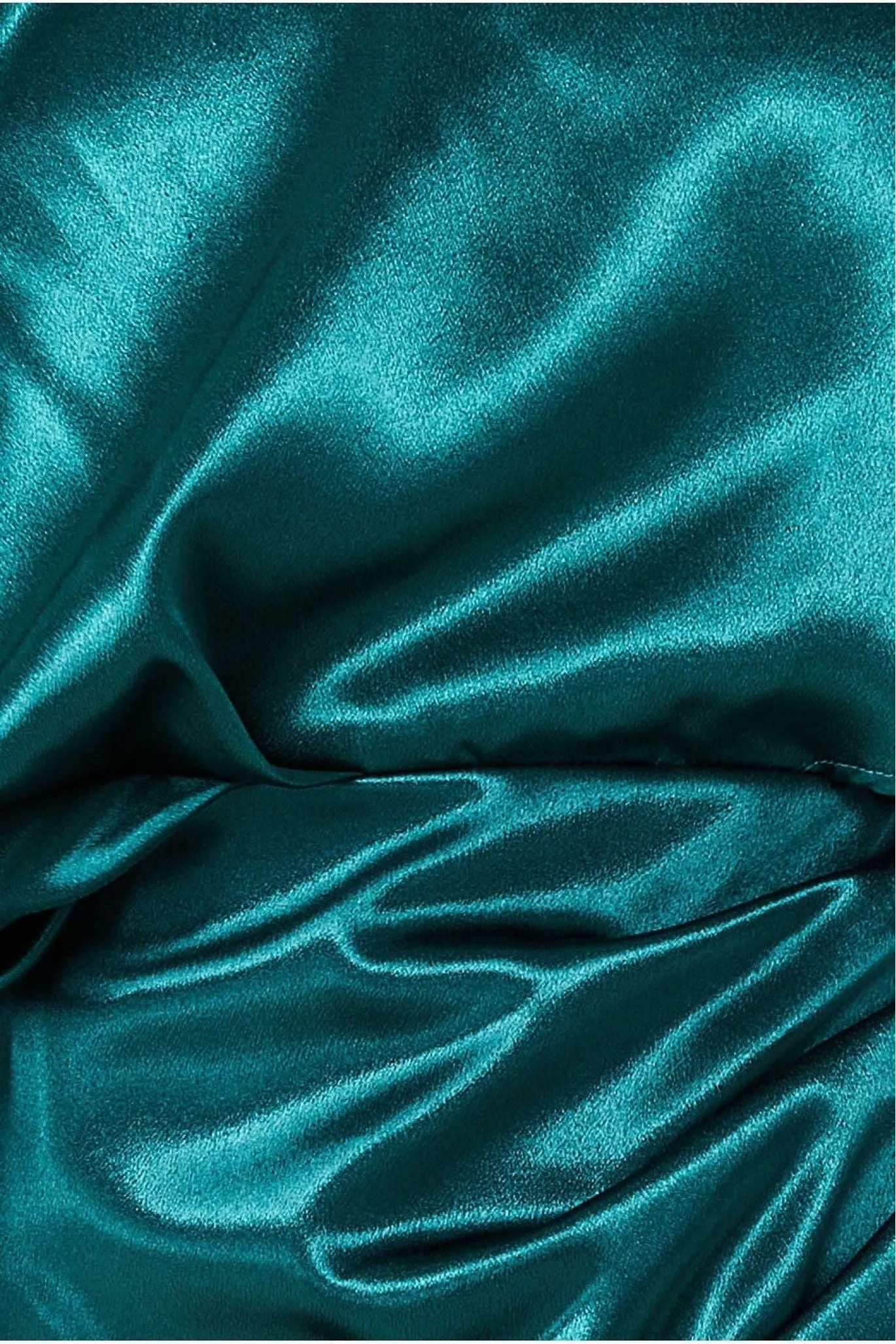 Satin Drape Shoulder Wrap Maxi Dress - Emerald Green by Goddiva