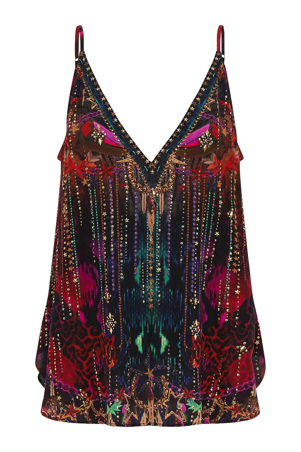 V NECK CAMI ROCKET WOMAN