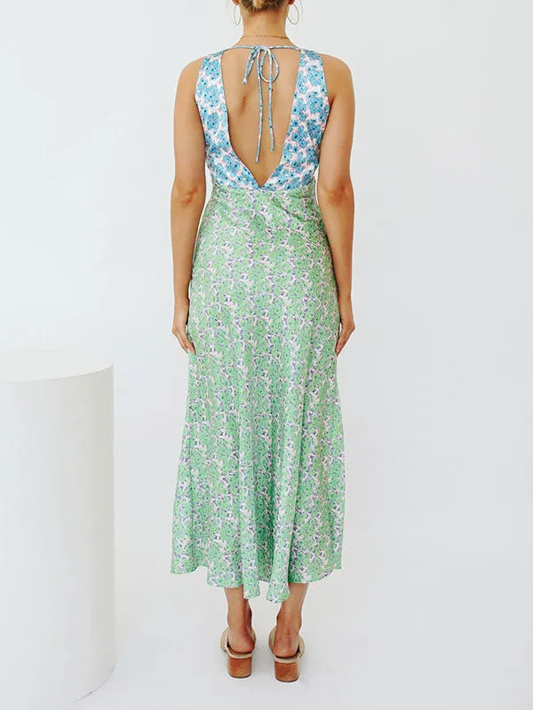 V Neck Tank Floral Maxi Dress