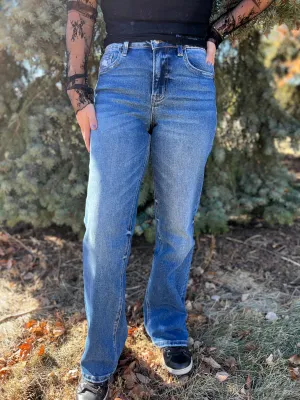 Vervet High Rise Slim Full Length Wide Jeans
