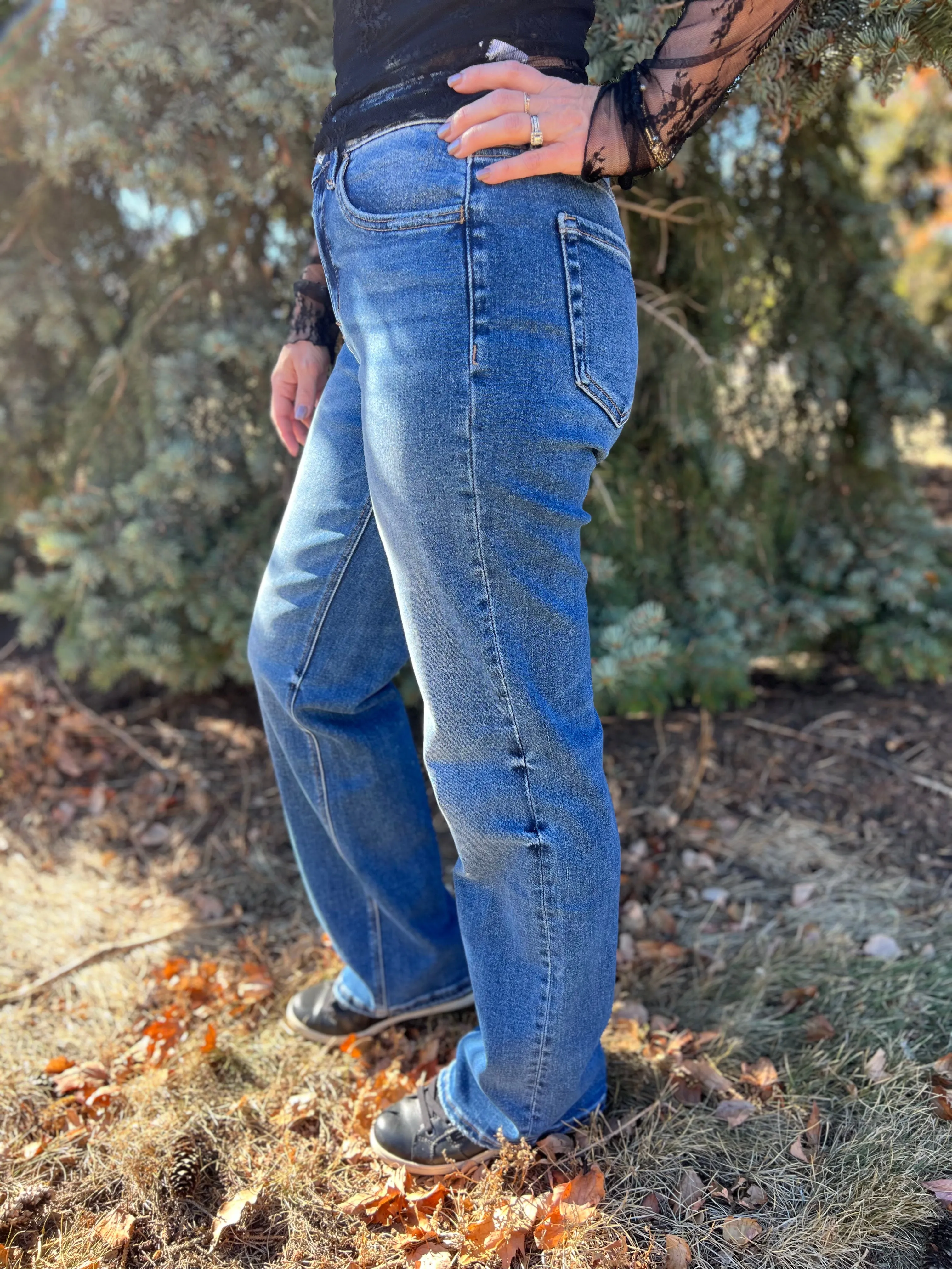 Vervet High Rise Slim Full Length Wide Jeans