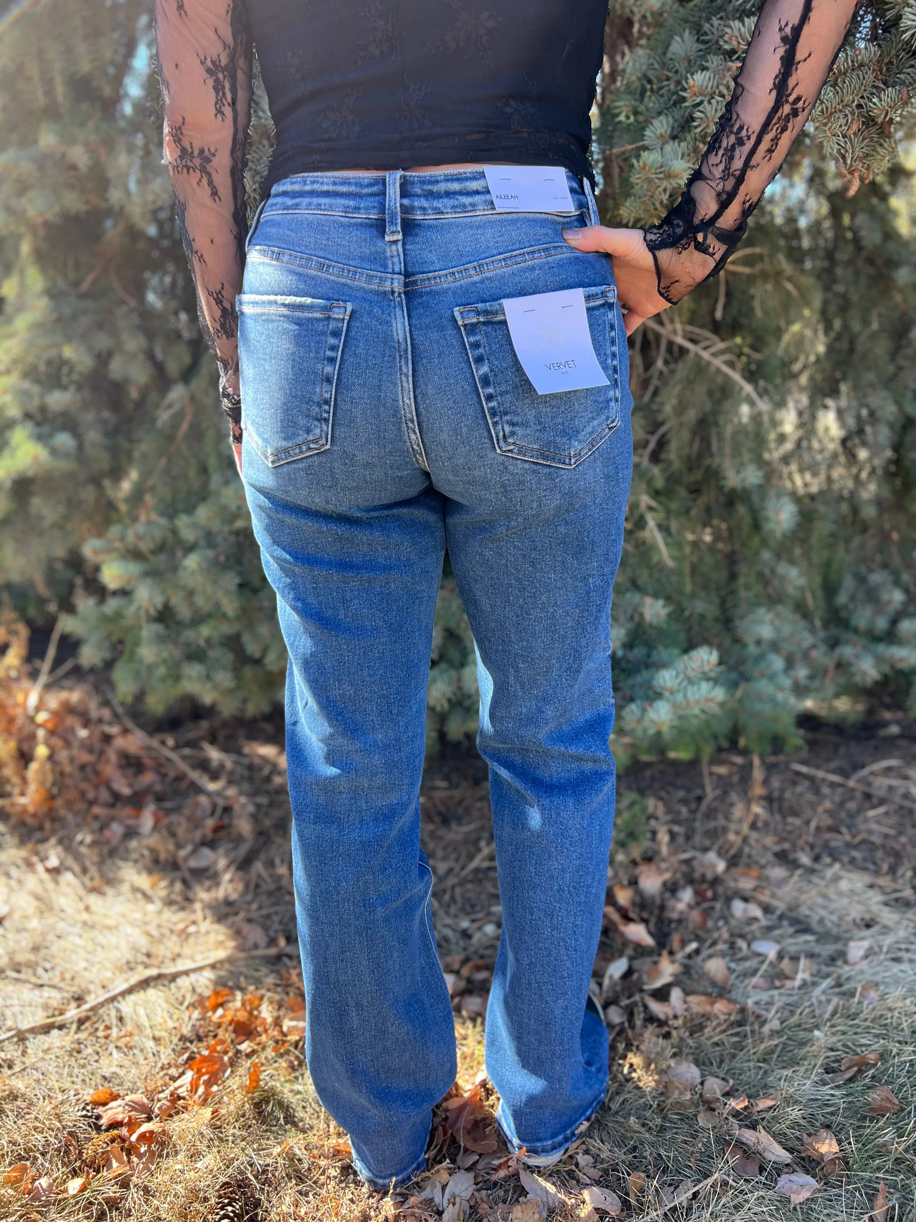 Vervet High Rise Slim Full Length Wide Jeans
