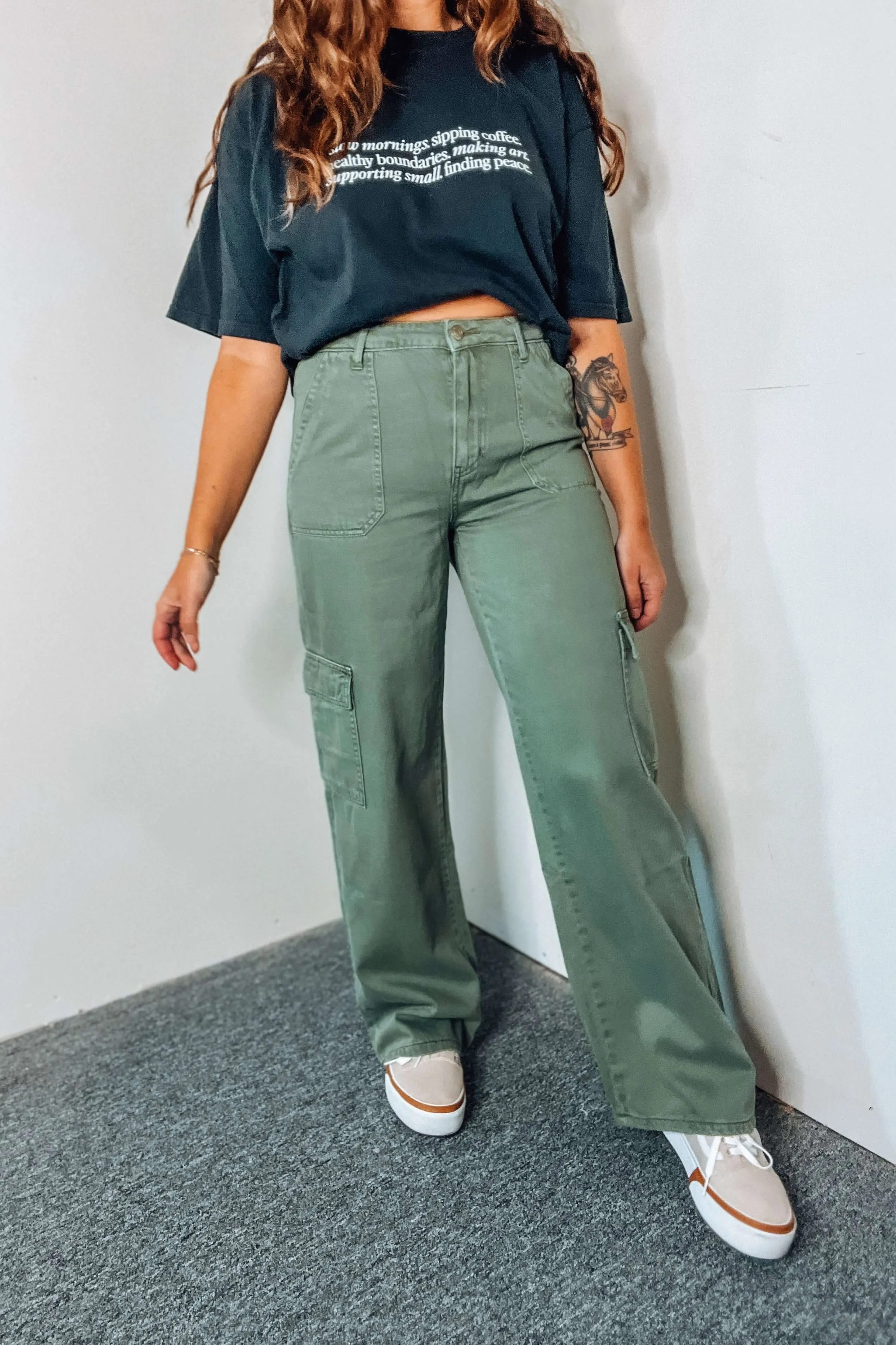 Vervet High Rise Utility Wide Leg Cargo Pants